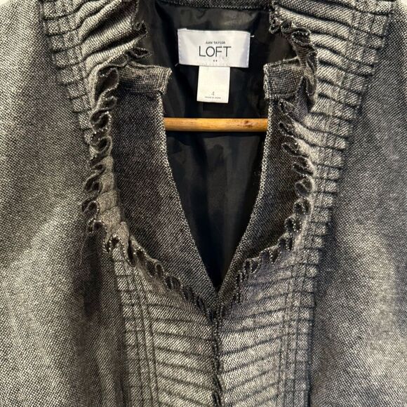 LOFT Tweed Cap Sleeve Wool Blend Shift Dress - Charcoal Grey - Women's 4 - Picture 4 of 7